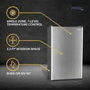 RecPro 3.3 Cu Ft 12V RV Refrigerator | Stainless Steel Frost-Free Fridge with Can Holder | Compact Camper Fridge with Door Storage, 7 Temp Settings | 19”W x 19”D x 32.75”H by CozyNest Decor