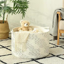 KAKAMAY Large Blanket Basket (20"x13"),Woven Baskets for storage Baby Laundry Hamper，Cotton Rope Blanket Basket for Living Room, Laundry, Nursery, Pillows, Off White with Blue & Brown Dotted Pattern by GreenHaven Gardens