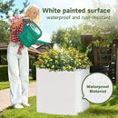 Steel Planter Box-20"x20"x20"-Large Square Planter Box-Outdoor Indoor-Cube Steel Planter Heavy Duty White Metal Planter Flower Pot Commercial Residential for Home Garden Porch Hotel Patio by GreenHaven Gardens