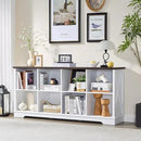 Farmhouse 8 Cube Bookshelf, White Storage Organizer Bookcase, Kids Toy Storage Cabinet, Long Bookshelves Storage Organizer Shelf, Wood Display Cabinet Book Shelves for Bedroom,Living Room,Office by CozyNest Decor