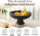 Folkulture Wooden Fruit Bowl for Kitchen Counter | 12" Large Premium Eco Friendly Banana Fruit Basket for Kitchen | Black Wood Bowl with Holder, Pedestal for Table Decor, Centerpiece for Dining Table by CozyNest Decor