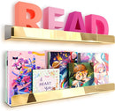 2 Pack 24 Inch Gold Reflective Acrylic Shelves, Gold Foating Shelves, Modern Sunglasses Essential Oil Picture Ledge Display Toy Storage Shelf by TinyTreasures Baby Boutique