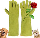 HANDLANDY Animal Handling Gloves, Bite Proof Cat Gloves, Ideal for Rose Pruning, Gardening, Falconry, Pet Grooming (Ginger yellow, 16 Inches) by GreenHaven Gardens
