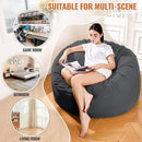 4FT Bean Bag Chair: Bean Bag with Velvet Cover, Fluffy and Comfy Bean Bag Chairs for Adults and Kids, Bean Bag Sofa Filled with High-Density Sponge for Gaming (Black) by CozyNest Decor