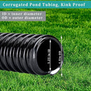 Pond Hose ID 1-1/4” × 50ft Black Corrugated Flexible Reinforced PVC Hose Vinyl Tubing for Pond Pump Fountain Garden Waterfall, Non-toxic & Kinkproof, with 2 clamps by GreenHaven Gardens