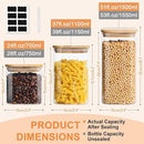 Glass Food Storage Jars with Lids(24oz/37oz/50oz)Square Set of 6 ,Glass Storage Containers Clear Glass Food Canister with Bamboo Lid Airtight For Serving Tea, Coffee Beans, Candy,Spice and More by CozyNest Decor