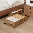 Bamboo Under Bed Storage with Wheels (2-Pack) – Rolling Underbed Shoe Organizer Box for Shoes, Blankets, Toys, Clothes Container Space-Saving Organizer Bins for Bedroom, Closet, Dorm, Nursery by CozyNest Decor