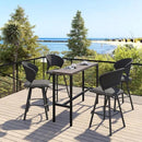 VICLLAX Patio Bar Stool Chairs with Footrests and Padded Seat, Bar Height Swivel Patio Chairs Set of 6, Woven Wicker Swivel Bar Stools for Lawn Garden, Grey by CozyNest Decor