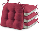 puredown® Chair Cushions for Dining Chairs, Tufted Memory Foam Chair Pads with Non-Slip Backing, Kitchen Seat Cushions with Ties, Washable Pads Set of 4, 15.5" x 15.5" x 4", Wine by CozyNest Decor