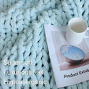 Maetoow Chenille Chunky Knit Blanket Throw （50×60 Inch）, Handmade Warm & Cozy Blanket Couch, Bed, Home Decor, Soft Breathable Fleece Banket, Christmas Thick and Giant Yarn Throws, Baby Blue by CozyNest Decor