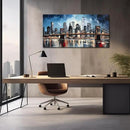 Brooklyn Bridge Wall Decor for Living Room City Canvas Wall Art for Office Blue and Black Bedroom Wall Art 24 x 48 Inch by CozyNest Decor