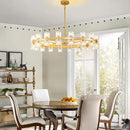 Modern 36" Gold Round Chandelier Light Fixture, K9 Crystal Chandeliers for Dining Room, Living Room, Dining Room Chandeliers Over Table, Chandelier for Bedroom, Foyer, Includes 36XG4 Bulbs