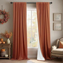 Terracotta Blackout Curtains for Living Room 2 Panel 84 Inches Long Back Tab Pocket Black Out Linen Burnt Orange Rust Drapes for Bedroom Darkening Thermal Insulated Boho Farmhouse Fall Decor 84 Length by CozyNest Decor