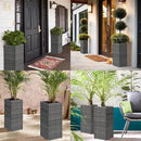 LEWIS&WAYNE Set of 2 Tall Planters for Outdoor Plants Handmade 24'' Wicker Tall Square Planter Box with Removable Liners Modern Planter for Indoor Outdoor Garden Patio Front Porch - Gray by GreenHaven Gardens