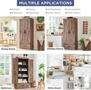 Farmhouse Kitchen Pantry Cabinet - 72" Tall Wood Kitchen Storage Cabinets with Adjustable Shelves & 2 Barn Doors & Drawer, Versatile Storage for Dining Room, Bathroom, Utility Room, Light Brown by CozyNest Decor