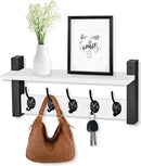 Sorbus Coat Hooks Wall Mount with Shelf – 16 Inch Coat Rack Wall Mount with 5 Heavy Duty Hooks – Floating Wall Shelf with Hooks for Entryway, Bathroom, Bedroom, Kitchen, or Mudroom (White) by CozyNest Decor