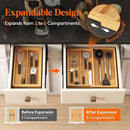 Lifewit Utensil Drawer Organizer, Expendable Cooking Silverware Tray for Kitchen Drawer, Bamboo Adjustable Cutlery Flatware Holder, Spatula Tools and Gadgets Storage Divider, 3 Compartments, Natural by CozyNest Decor