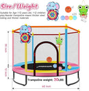 Pink Indoor Trampoline for Kids 2-5, 5ft Mini Indoor & Outdoor Small Toddler Trampoline with Net and Basketball Hoop by TinyTreasures Baby Boutique