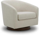 CHITA Swivel Accent Chair, FSC Certified Upholstered Fabric Barrel Chair for Living Room, Fully Assembled, Linen by CozyNest Decor