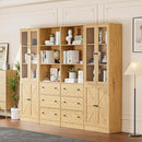 71" Tall Bookshelves Set of 4, 2 Bookcases with Drawers & 2 Bookshelves with Doors, Wooden Bookshelves Floor Standing Display Storage Shelves Home Decor Furniture for Home Office, Living Room by CozyNest Decor