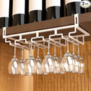 AUHOKY 2Pcs Adjustable Wine Glass Rack Under Cabinet, Punch-Free 4 Rows Stemware Wine Glass Metal Holder, Hanging Wine Glasses Storage Hanger Organizer for Shelf Kitchen Bar Decor(White, 4 Rows) by CozyNest Decor