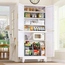 75.2" Tall Metal Pantry Cabinet, Kitchen Pantry Storage Cabinets with 4 Door and 4 Adjustable Shelves, White Storage Cabinet, Freestanding Cupboard for Kitchen Dining Room Living Room Bathroom by CozyNest Decor