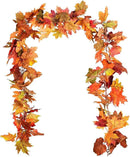 DearHouse 2 Pack Fall Garland Maple Leaf, 5.9Ft/Piece Hanging Vine Garland Artificial Autumn Foliage Garland Thanksgiving Decor for Home Wedding Fireplace Party Christmas (Orange) by CozyNest Decor
