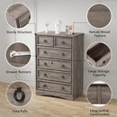 LGHM Modern 6 Drawer Dresser, Dressers for Bedroom, 44.33" Tall Chest of Drawers Closet Organizers & Storage Clothes - Easy Pull Handle, Textured Borders Living Room, Hallway, Gray by TinyTreasures Baby Boutique