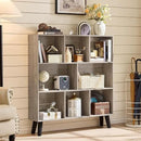 LEYAOYAO 8 Cube Bookshelf,3 Tier Bookcase with Legs,Modern Grey Mid-Century Bookshelves,Large Farmhouse Open Storage Organizer Shelf, Retro Wooden Display Book Case for Bedroom,Living Room,Office by CozyNest Decor