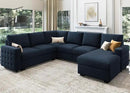 HONBAY Sectional Sleeper Sofa with Pull Out Bed U-Shape Sectional Couch Sleeper Bed with Storage Chaise Lounge Living Room 6 Seater Sectional Sofa Bed,Velvet Dark Blue by CozyNest Decor