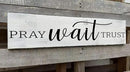 Pray Wait Trust Sign, Farmhouse Christian Wall Art, Religious Home Decorations Faith Wall Decor (Pray) 6x16 Inch by CozyNest Decor