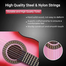 ADM Beginner Acoustic Classical Guitar 30 Inch Nylon Strings Wooden Guitar Bundle Kit for Kid Boy Girl Student Youth Guitarra Online Lessons with Gig Bag, Strap, Tuner, Extra Strings, Picks,Pink 1 by TinyTreasures Baby Boutique