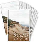 HAUS AND HUES 20x30 White Metal Picture Frames - Features Premium Aluminum, Vertical & Horizontal Hang, Shatterproof Plexiglass - Perfect for Home, Room, Office (20x30 in, White, Set of 25) by CozyNest Decor