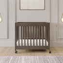 Foundations Boutique Folding Hotel Crib and Sheet Bundle - Includes Wooden Mini Crib with 3" Foam Mattress (Gray) and 6-Pack White Fitted Compact Sheets by TinyTreasures Baby Boutique