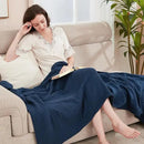 EMME Cotton Blanket Twin XL for Bed Soft Muslin Blankets 66"x90" Lightweight Breathable Layering Bedspread Coverlet All Season Gauze, Navy by CozyNest Decor