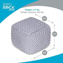BIRDROCK HOME Square Pouf Ottoman | Cotton Braided Foot Stool with Bean Bag Filling | Boho Foot Rest for Living Room, Bedroom | Compact & Comfortable Seating, Lightweight & Sturdy | Grey by CozyNest Decor