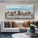 Extra Large Framed Wall Art for Living Room Big Boho Farmhouse Highland Cow Canvas Artwork Flower and Animal Picture Rustic Coastal Blue and Brown Decor for Office Bedroom Kitchen by CozyNest Decor