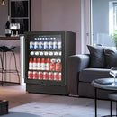 Tylza Beverage Refrigerator 24 Inch, Under Counter/Freestanding Drink Fridge, 190 Cans Beverage Cooler with Glass Door, Reversible Door, Low Noise, Quick Cooling - for Beer, Soda, ETC, Black by CozyNest Decor