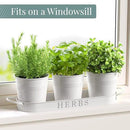 Barnyard Designs Indoor Herb Garden Planter Set with Tray, Metal Windowsill Plant Pots with Drainage for Outdoor or Indoor Plants, Set/3 (White) by GreenHaven Gardens