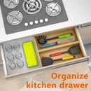 Drawer Organizer Storage Box Kitchen - Wood Stackable Tray Utensil Organizer for Office Drawers,Cabinets,Shelves,Pantry,or Bathroom Counter,Drawer Dividers for Silverware Set of 2（15x6x2.5inch） by CozyNest Decor