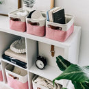 OrganiHaus Small Fabric Storage Baskets for Shelves 6 Pack, 12x8in Closet Storage Bins for Shelves, Cloth Baskets for Organizing, Linen Closet Organizers, Fabric Basket, Pink/White by CozyNest Decor