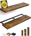 BAYKA Floating Shelves, 36" Wall Mounted Rustic Wood Shelves for Bathroom, Bedroom, Living Room, Kitchen, Office, Hanging Shelf for Books/Storage/Decor(Rustic Brown,Set of 2) by CozyNest Decor