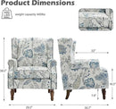 UIXE High Back Floral Accent Chair, Upholstered Armchair in Fabric, Retro Printed Wingback Arm Chair for Living Room, Nailhead Trim Single Sofa Bedroom Reading Seat - Plants Blue by CozyNest Decor
