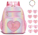 I IHAYNER Kids Glitter Lightweight Backpack for School Travel & Daycare, Toddler Backpack for Girls 3+ Preschool Kindergarten Elementary Kids Backpack-Rainbow Pink L by TinyTreasures Baby Boutique