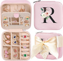 AYGXU Travel Jewelry Box for Women and Girls - Small Case With Initial A-Z - Teacher Gifts by TinyTreasures Baby Boutique