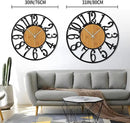 LEIKE 30" Oversized Large Wall Clocks,Silent,Non Ticking,Battery Operated Modern Round Big Wood Decorative Metal Wall Clock for Living Room, Bedroom,Kitchen,Farmhouse,Office Decor - Black,30 Inch by CozyNest Decor