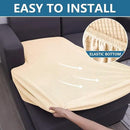 hyha Waterproof Sectional Couch Covers, Non Slip Sofa Couch Cushion Covers L Shape, Thick Stretch Jacquard Fabric, Washable Sofa Slipcovers with Elastic Bottom (1 Piece for Chaise XL, Beige) by CozyNest Decor