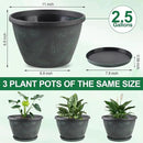 11 inch Plant Pot Set of 3, Plastic Flower Pots with Drainage Hole & Tray, Decorative Round Planters for Indoor Plants, Modern Outdoor Home Flowers Plants Garden Pots (Green) by CozyNest Decor