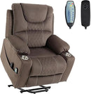 Power Lift Recliner Chair for Elderly with Massage and Heating, Ergonomic Electric Recliner Chair Single Sofa for Adults with Remote Control USB Port, Cup Holders, Side Pockets by CozyNest Decor