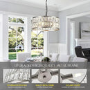 12” 3-Light Modern Crystal Chandeliers Nickel Dinning Room Light Fixture, Round Pendant Light Kitchen Island Chandelier, Flush Mount Ceiling Light for Living Room Entryway Bedroom Foyer by CozyNest Decor
